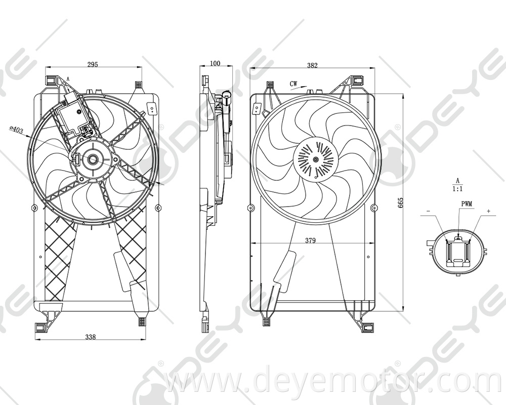 3M5H-8C607-AD car radiator cooling fan for FORD FOCUS